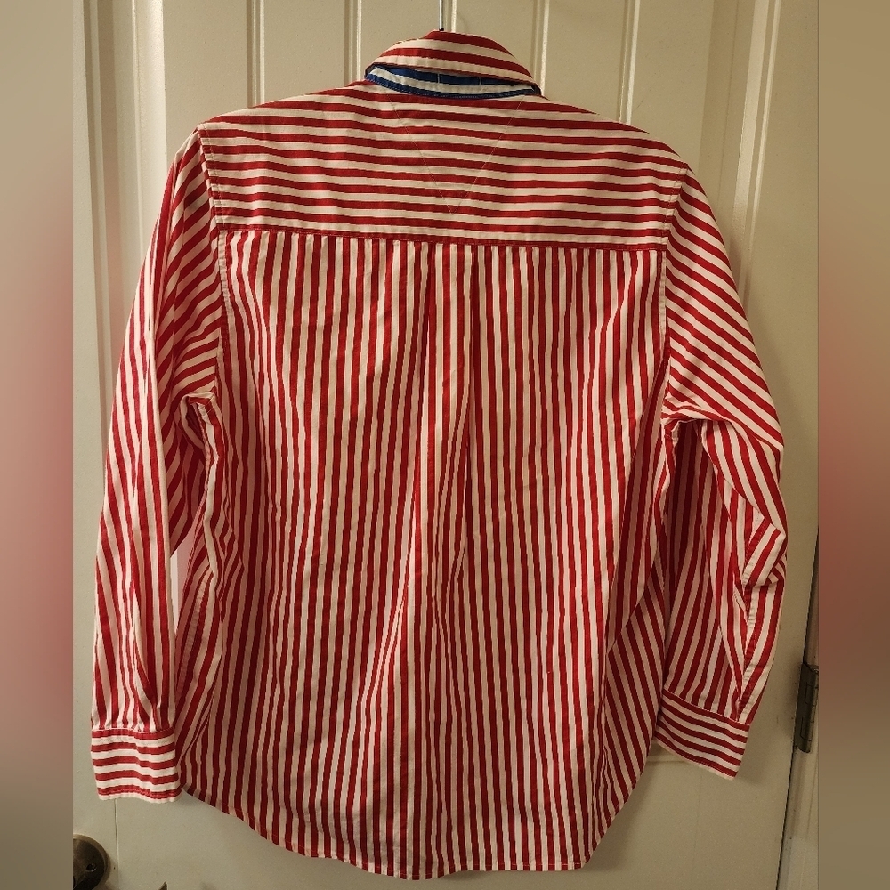 Vintage Mark Fore & Strike Striped Button Down Shirt – Red White Blue – Size 10 - Picture 5 of 6